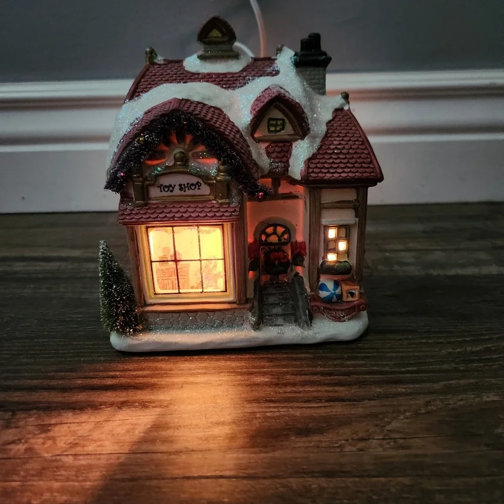 Holiday Seasons Collector Series III Porcelain Lighted Toy Shop Christmas Decor